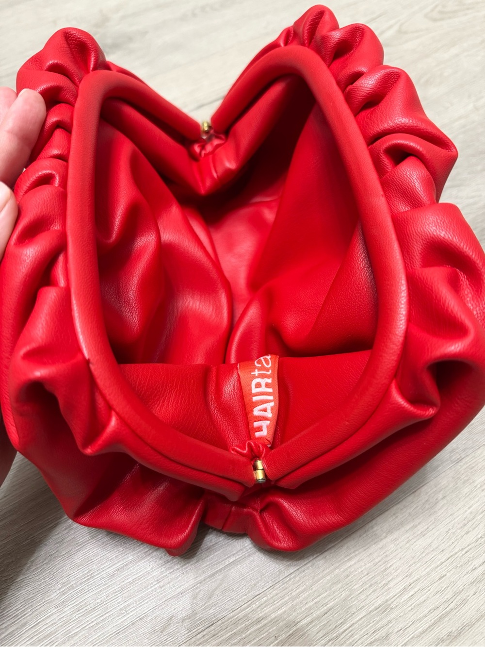 Red Ruched Women’s Handbag/Clutch- Brand New, No Defects, Never used